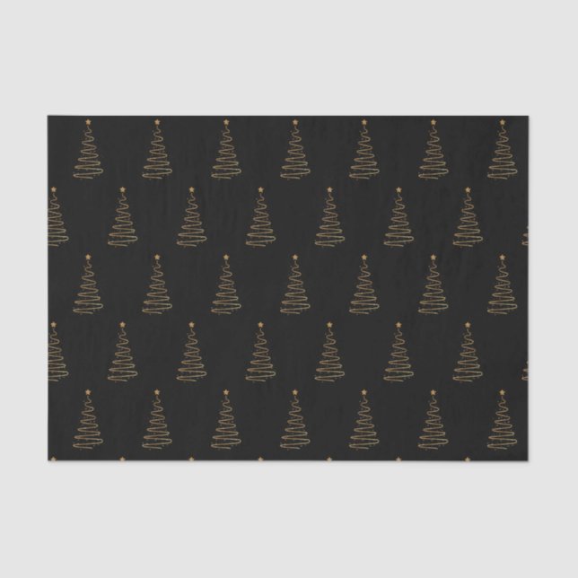 Christmas Elegant Black and Gold Tree   Tissue Paper (Front)