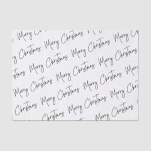 Christmas Elegant Black White Handwritten Merry Tissue Paper