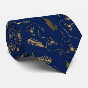 Christmas Elegant Blue and Gold pattern Tie