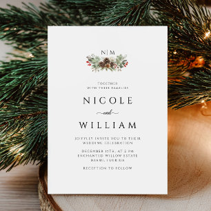 Christmas Elegant Botanical Wedding  Invitation