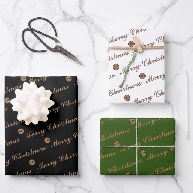Christmas Elegant custom logo here company gift Wrapping Paper Sheet (Front)