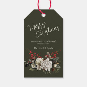 Christmas Elegant Floral Family Name Gift Tags