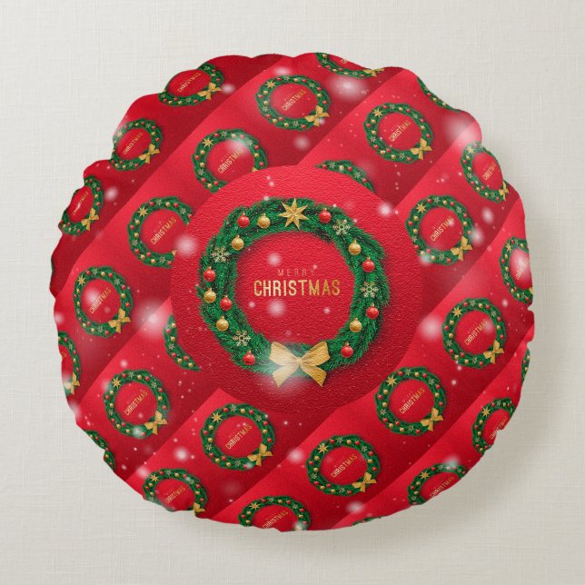 Christmas Elegant Gift Round Cushion (Front)