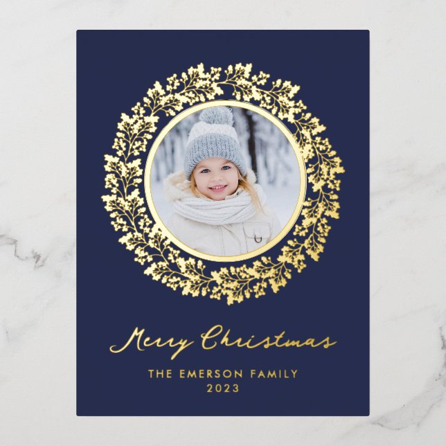 Christmas Elegant Gold Foil Postcard (Front)