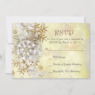 Christmas Elegant Gold Snowflakes RSVP card