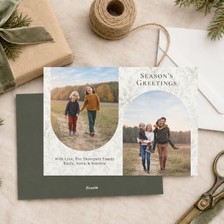 Christmas Elegant Green Arch Photo Collage  Holiday Card