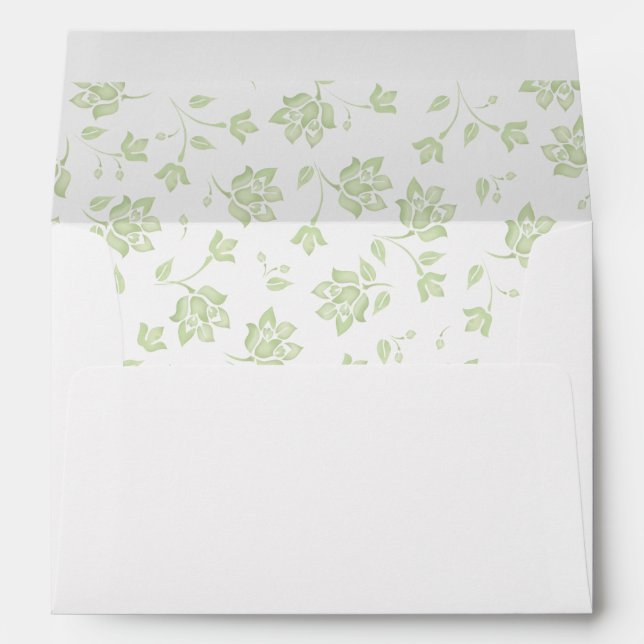 Christmas Elegant Green Floral Holiday Pattern Envelope (Back (Bottom))