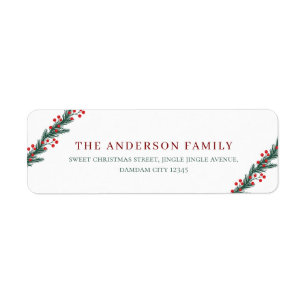 Christmas Elegant Holly Berry Return Address