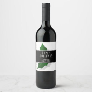 Christmas Elegant Holly Tree Berry Personalizable Wine Label