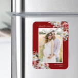 Christmas Elegant Photo Magnet<br><div class="desc">Christmas Elegant Photo Magnet. Celebrate this festive season with our elegant Elegant Christmas Photo Magnet. Hand-painted with love, this photo magnet showcases an exquisite blend of cream flowers, red berries, and green botanicals, all set against a choice of red, dark green, or black backgrounds. Perfect for those who appreciate artisanal...</div>