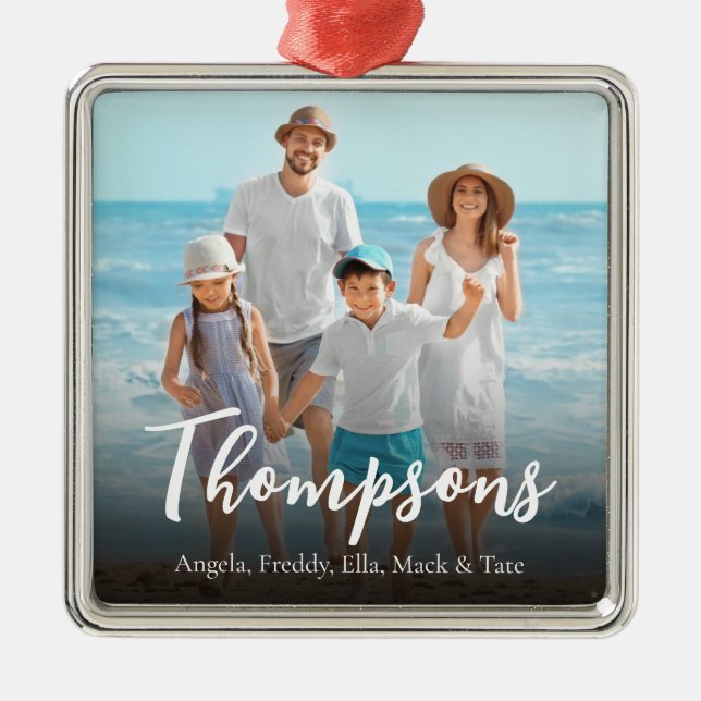 Christmas Elegant Photo Simple Calligraphy Script Metal Tree Decoration (Front)