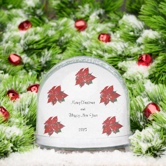 Christmas Elegant Poinsettia Pattern  Snowglobe