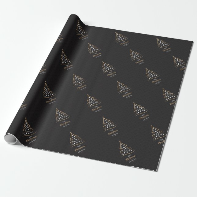Christmas Elegant Premium Black Gold Wrapping Paper (Unrolled)