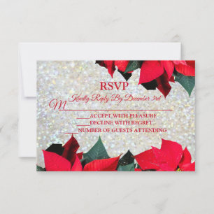 Christmas Elegant Red Flowers Holiday Party RSVP Card