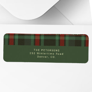 Christmas elegant red green plaid return address