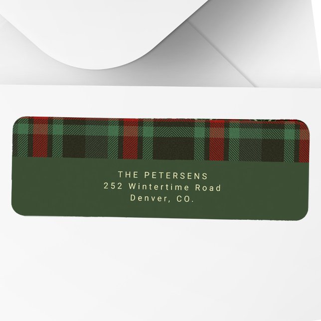 Christmas elegant red green plaid return address (Creator Uploaded)