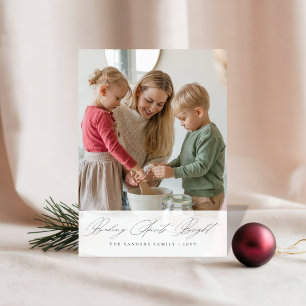 Christmas Elegant Script Baking Spirits Bright Holiday Card