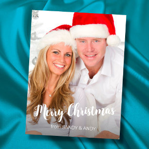 Christmas Elegant Script Photo 2 Side Design Holiday Postcard