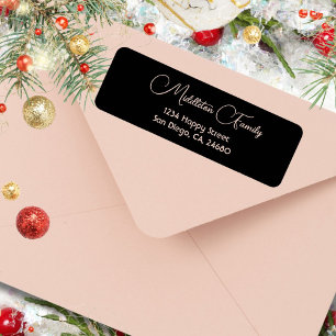 Christmas Elegant Seasonal Black White Label