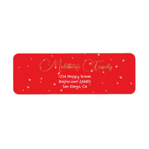 Christmas Elegant Seasonal Red Gold Label