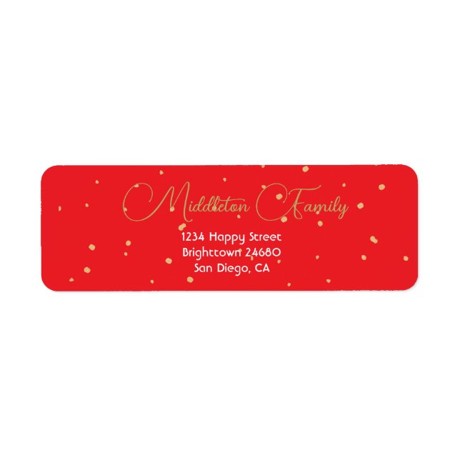 Christmas Elegant Seasonal Red Gold  Label (Front)