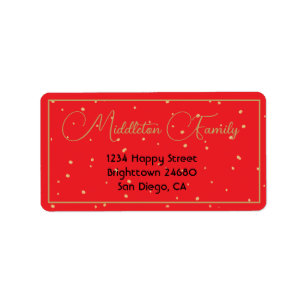 Christmas Elegant Seasonal Red Gold Label