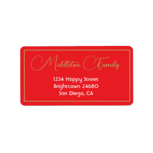 Christmas Elegant Seasonal Red Gold  Label