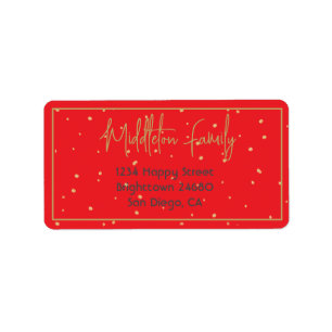 Christmas Elegant Seasonal Red Gold Label