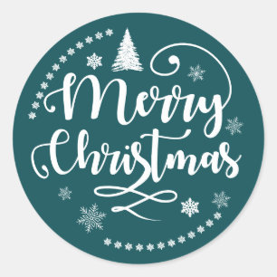 christmas elegant simple favour classic round sticker
