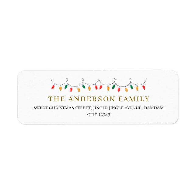 Christmas Elegant String Lights Return Address (Front)