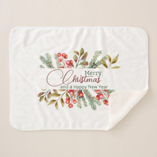 Christmas Elegant Watercolour Sherpa Blanket