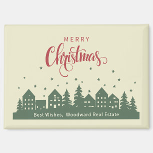 Christmas Elegant Winter Houses   Realtor Custom Magnet