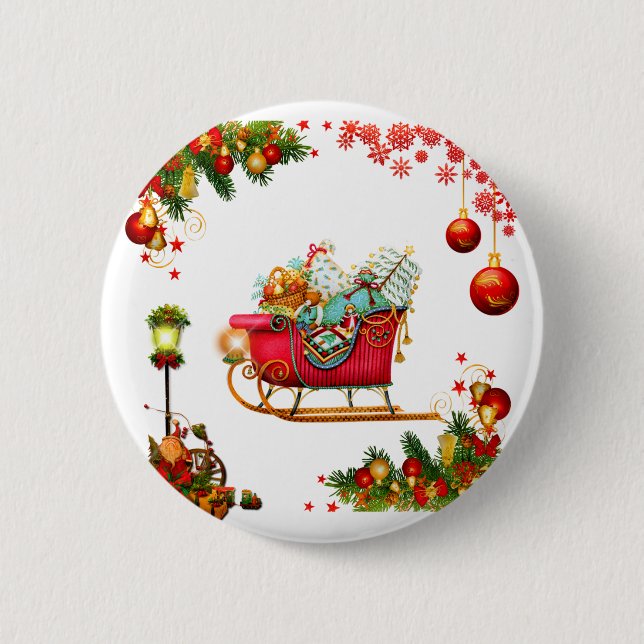 Christmas Elements 6 Cm Round Badge (Front)