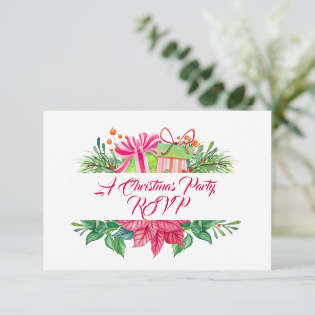 Christmas Elements Christmas Party RSVP Card (Standing Front)