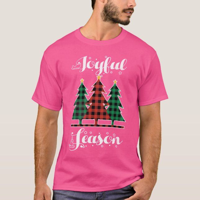 Christmas Elements Joyful Season Plaid Christmas b T-Shirt (Front)
