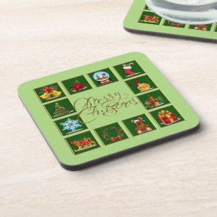 Christmas Elements Lime Green Coaster