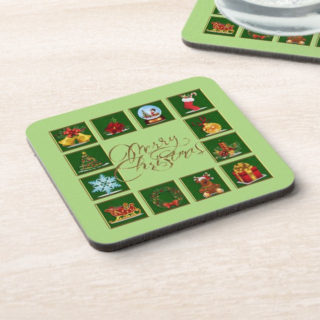 Christmas Elements Lime Green Coaster (Left Side)