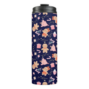 Christmas Elements on Navy Blue Thermal Tumbler