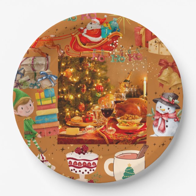 Christmas elements paper plate (Front)