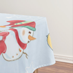 Christmas Elements Snowman Pattern Tablecloth