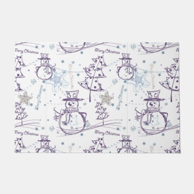 Christmas Elements Winter Snowman Sketch Doormat (Front)