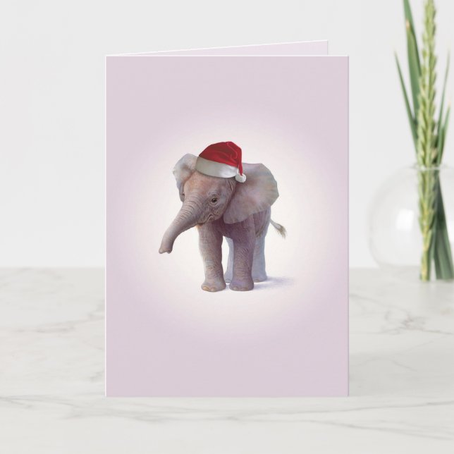 Christmas Elephant Babies Christmas Card (Front)