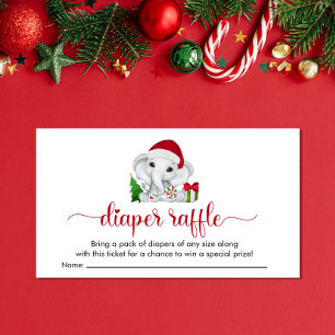 Christmas Elephant Baby Boy Shower Diaper Raffle Enclosure Card