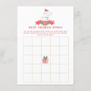Christmas Elephant Baby Shower Bingo Card