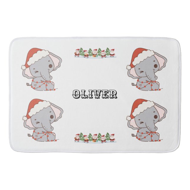 Christmas Elephant Bathroom Mat (Front)