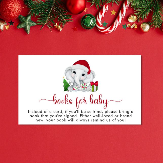 Christmas Elephant Books For Baby Boy Shower Enclosure Card (Creator Uploaded)
