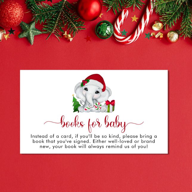 Christmas Elephant Books For Baby Girl Shower Enclosure Card (Creator Uploaded)