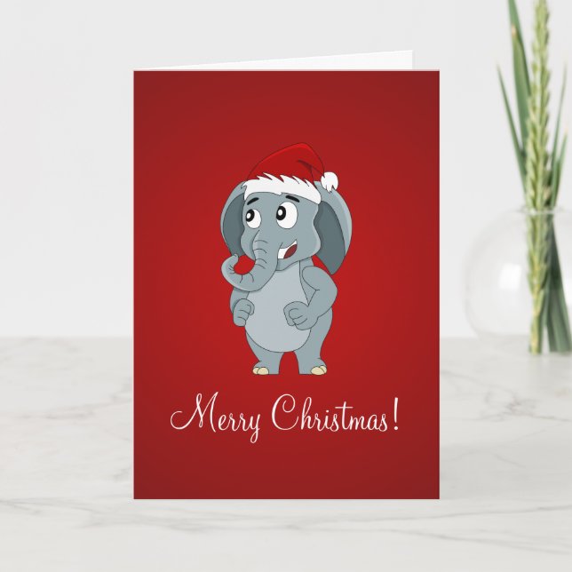 Christmas elephant cartoon holiday card (Front)