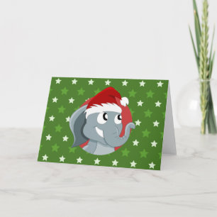 Christmas elephant cartoon holiday card
