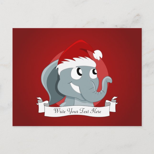 Christmas elephant cartoon holiday postcard (Front)